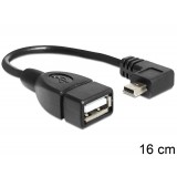 83245 Adaptor OTG USB mini tata 90'' > USB 2.0-A mama cu cablu 16 cm, Delock 83245 (testat OK pe case marcat)